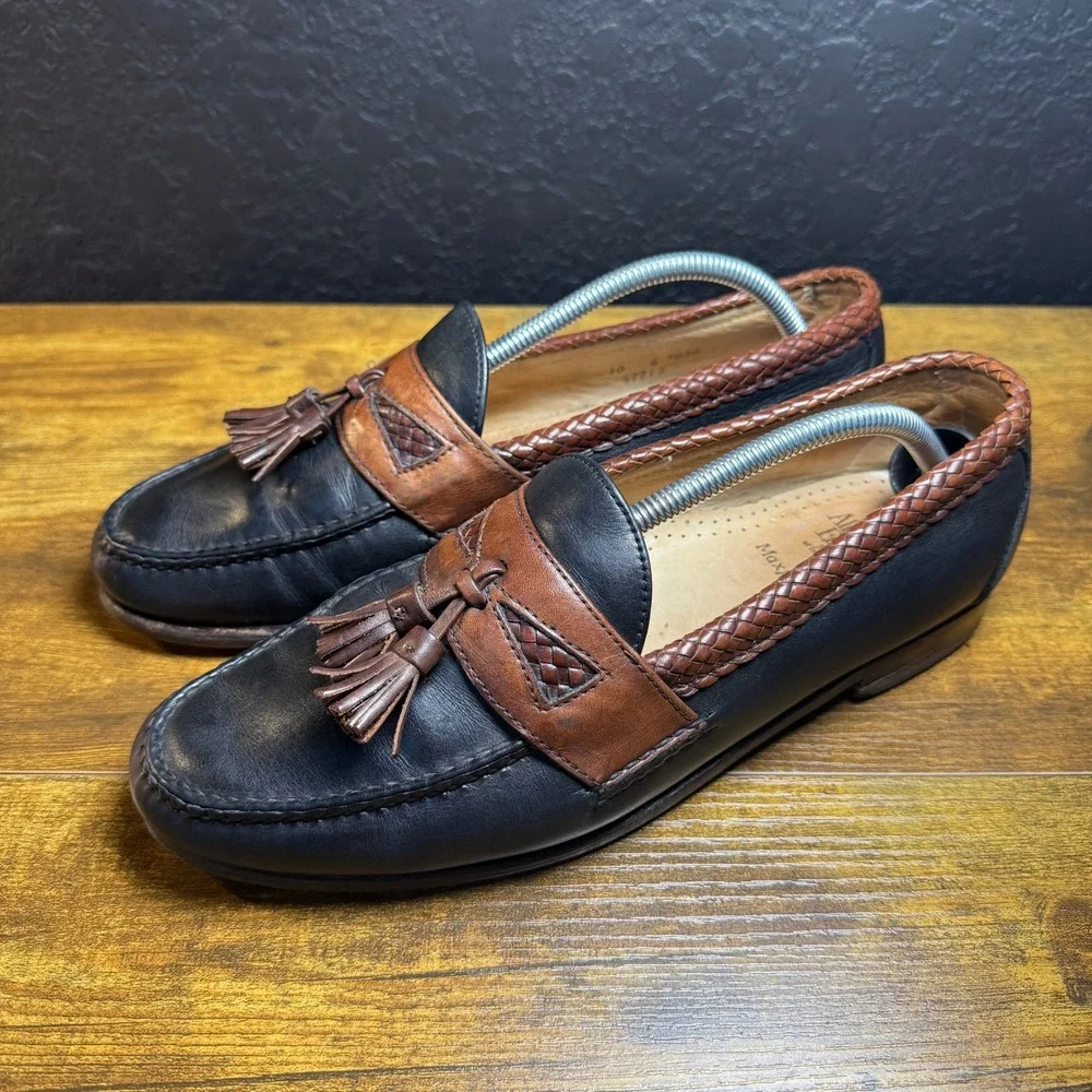 Allen Edmonds Maxfield 47712 Black Brown‎ Leather Tassel Loafers Mens 10 E